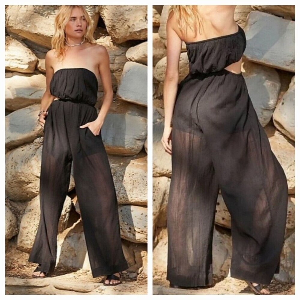 Free People Cut Out For It strapless jumpsuit - Picture 1 of 14